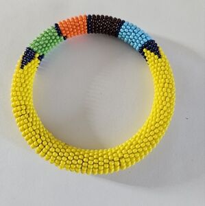 Yellow beaded African bangle
